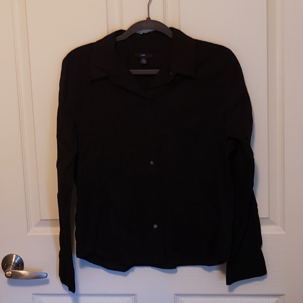 Gap Women's Long Sleeve Button Down Black Shirt Size XL